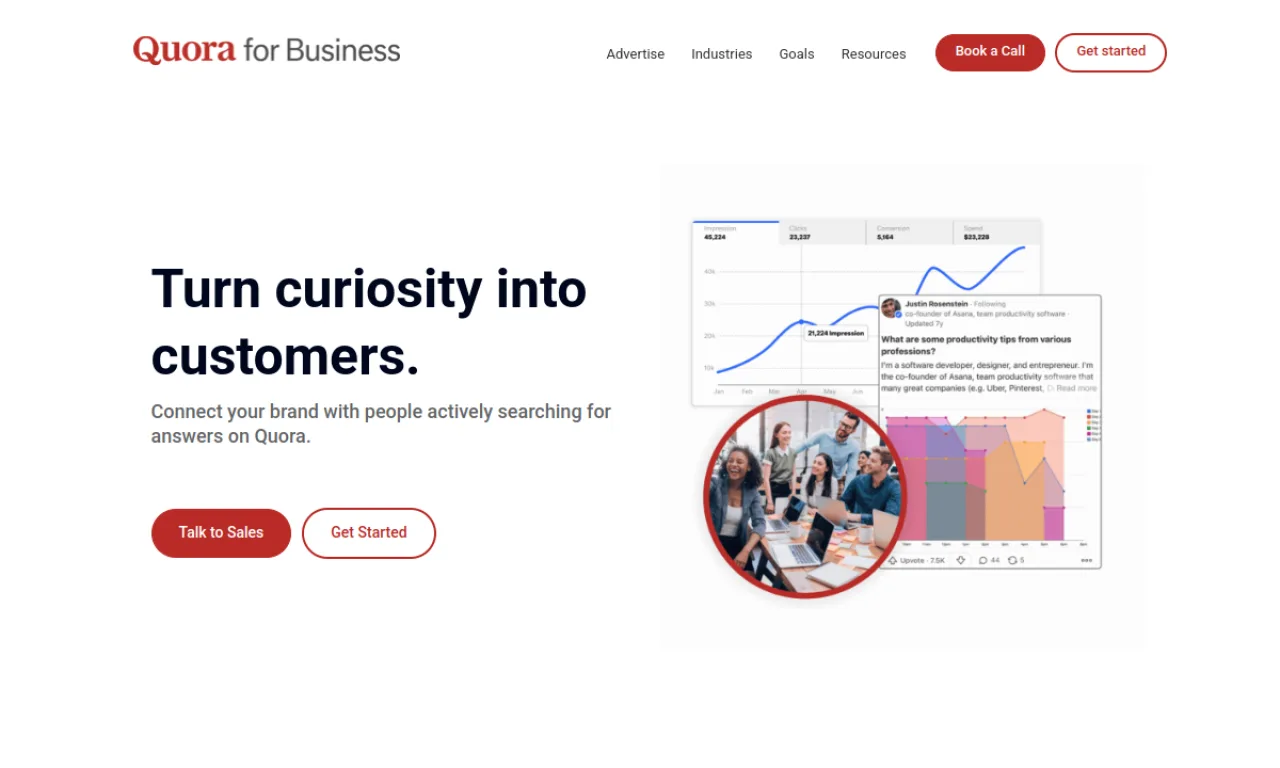 Screenshot of Quora Ads website