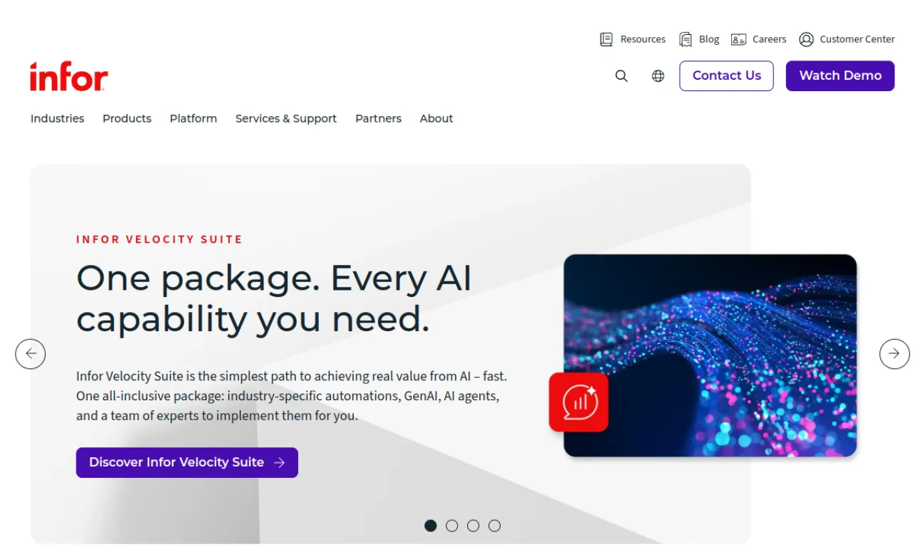 Screenshot of Infor Sales & Catering website