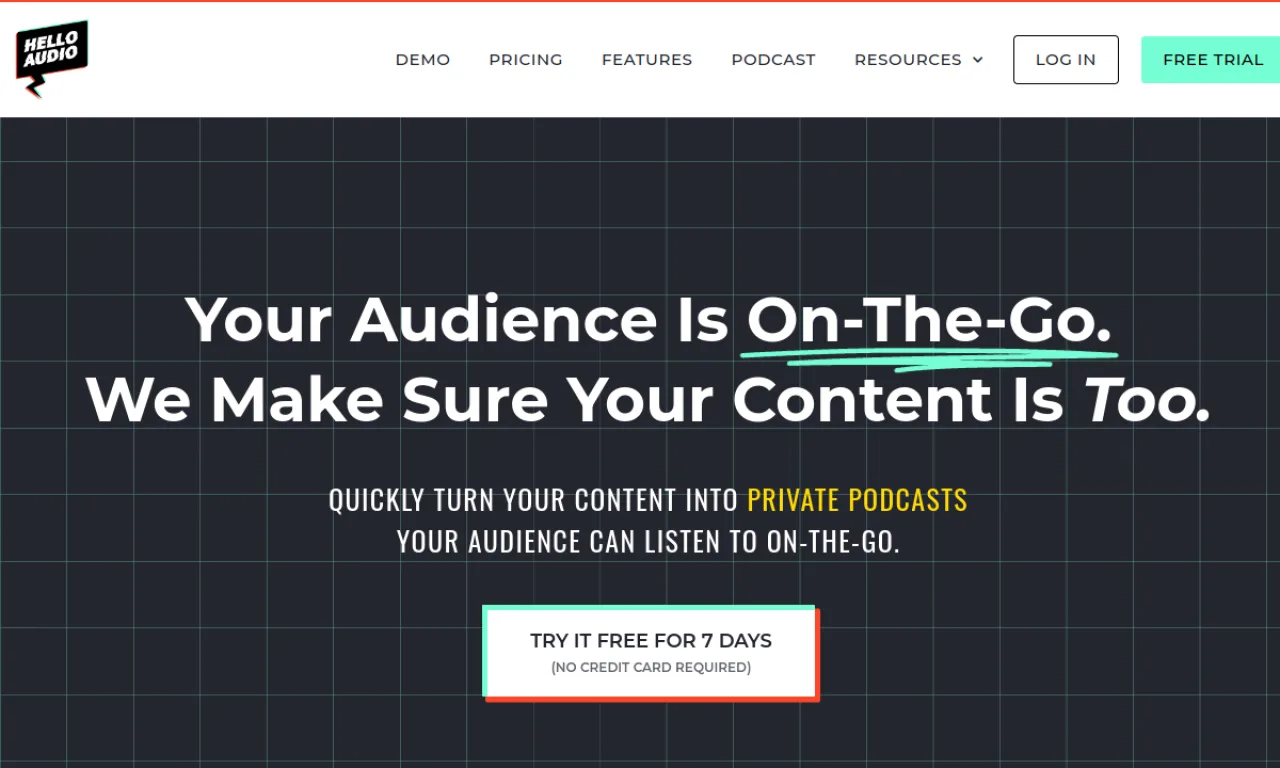 Screenshot of Hello Audio / lead tools website