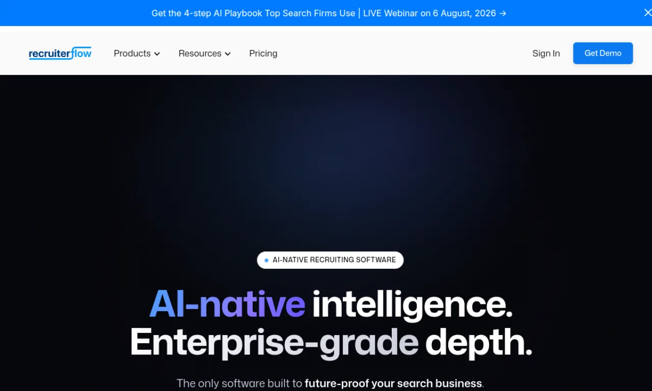 Screenshot of Recruiterflow website