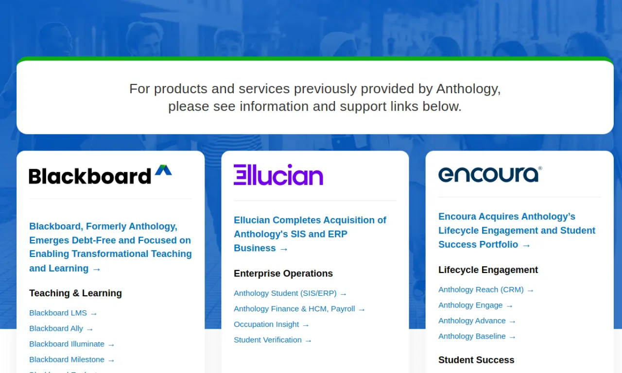 Screenshot of Anthology Reach website