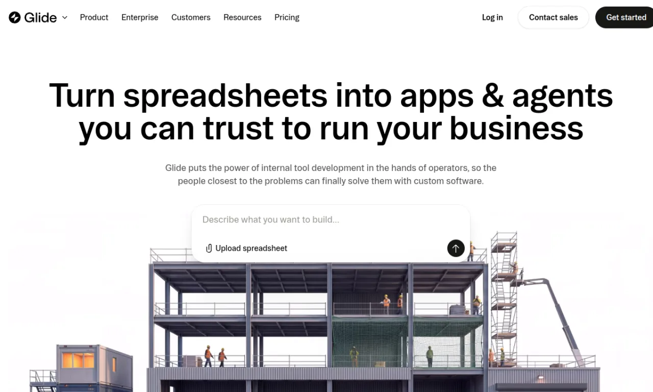 Screenshot of Glide website