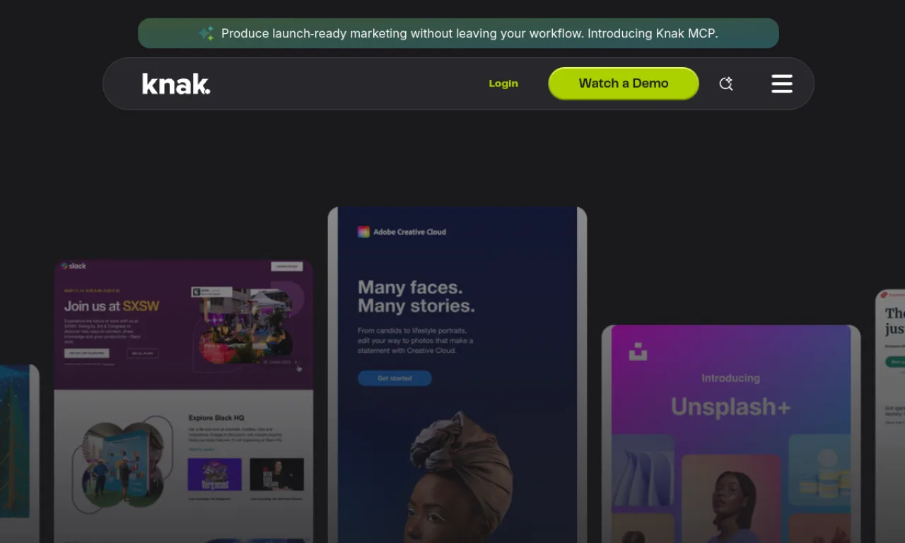 Screenshot of Knak website