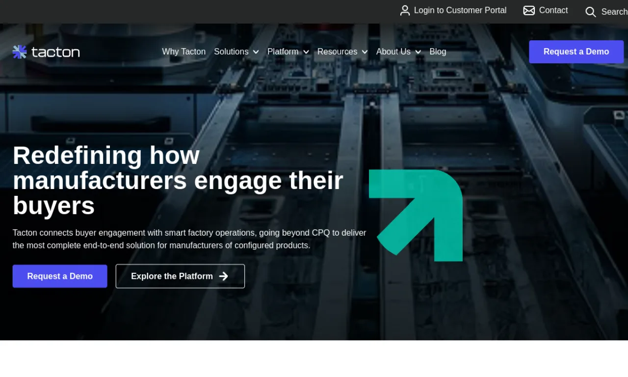 Screenshot of Tacton CPQ website