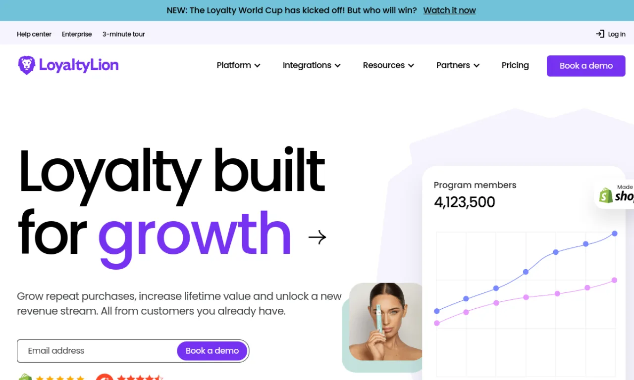Screenshot of LoyaltyLion website