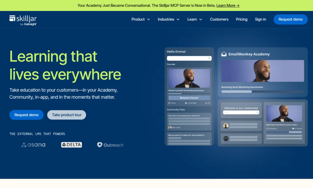 Screenshot of Skilljar website