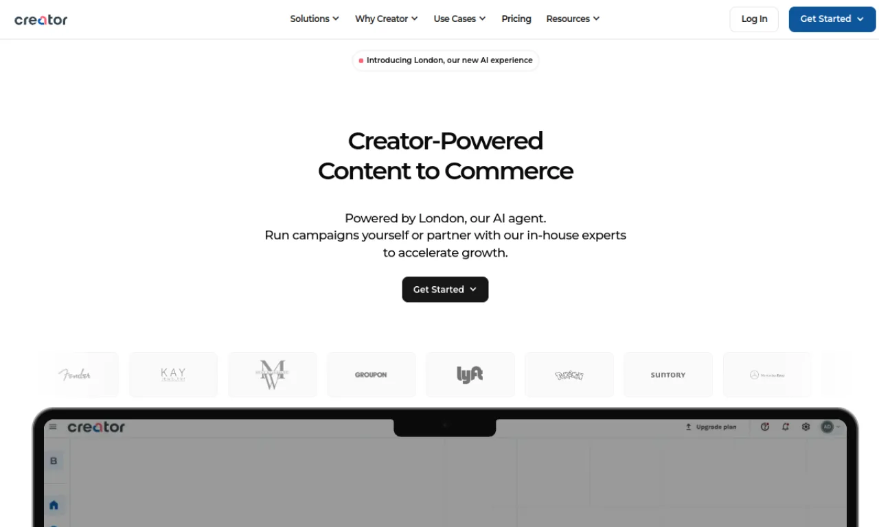 Screenshot of Creator.co website