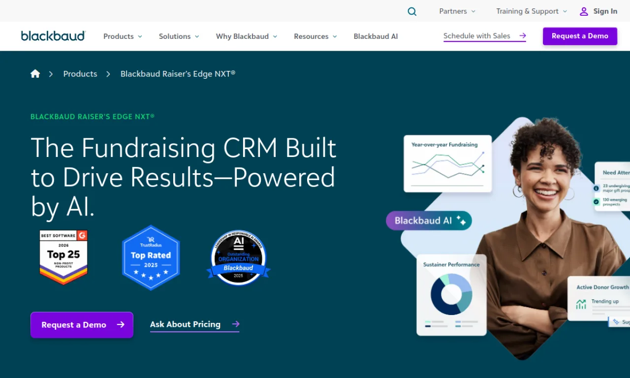 Screenshot of Blackbaud Raiser's Edge website
