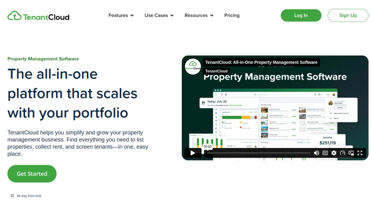 Screenshot of TenantCloud website