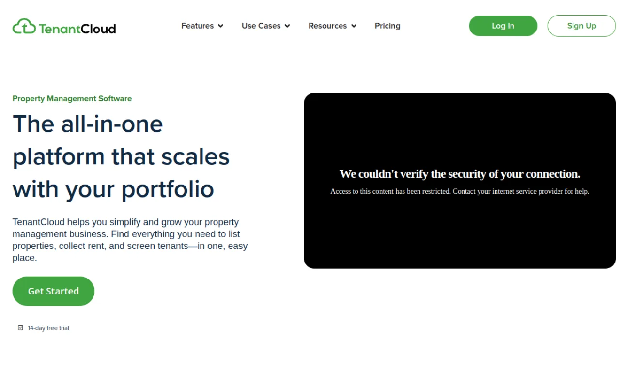 Screenshot of TenantCloud website