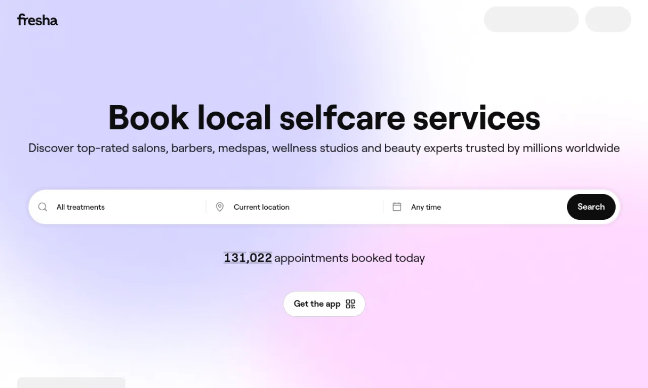 Screenshot of Fresha website