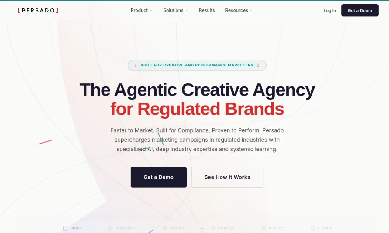 Screenshot of Persado website