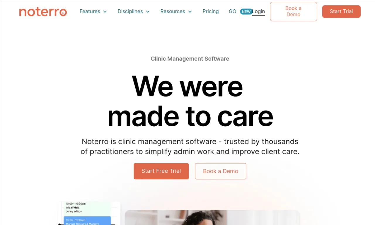 Screenshot of Noterro website