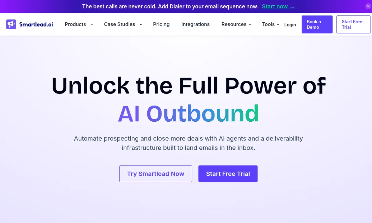 Screenshot of Smartleads website