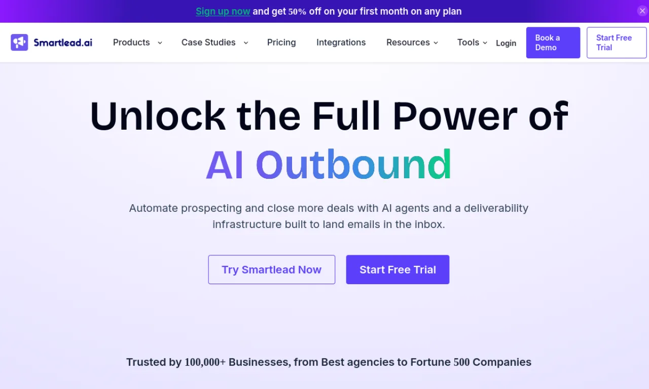 Screenshot of Smartleads website