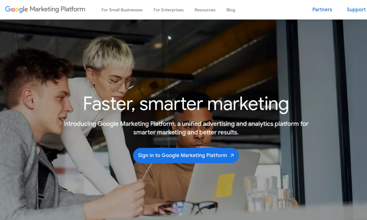 Screenshot of DV360 (Google) website