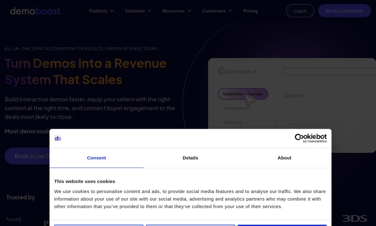Screenshot of Demoboost website
