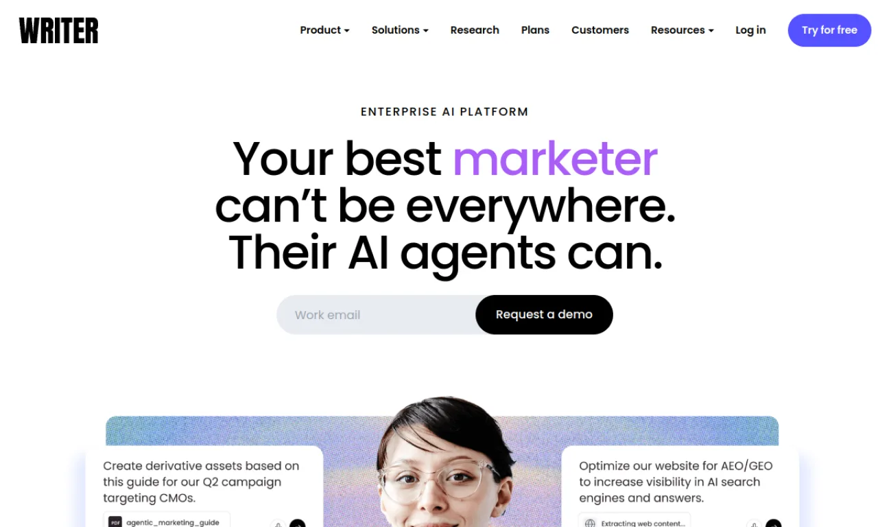 Screenshot of Writer.com website