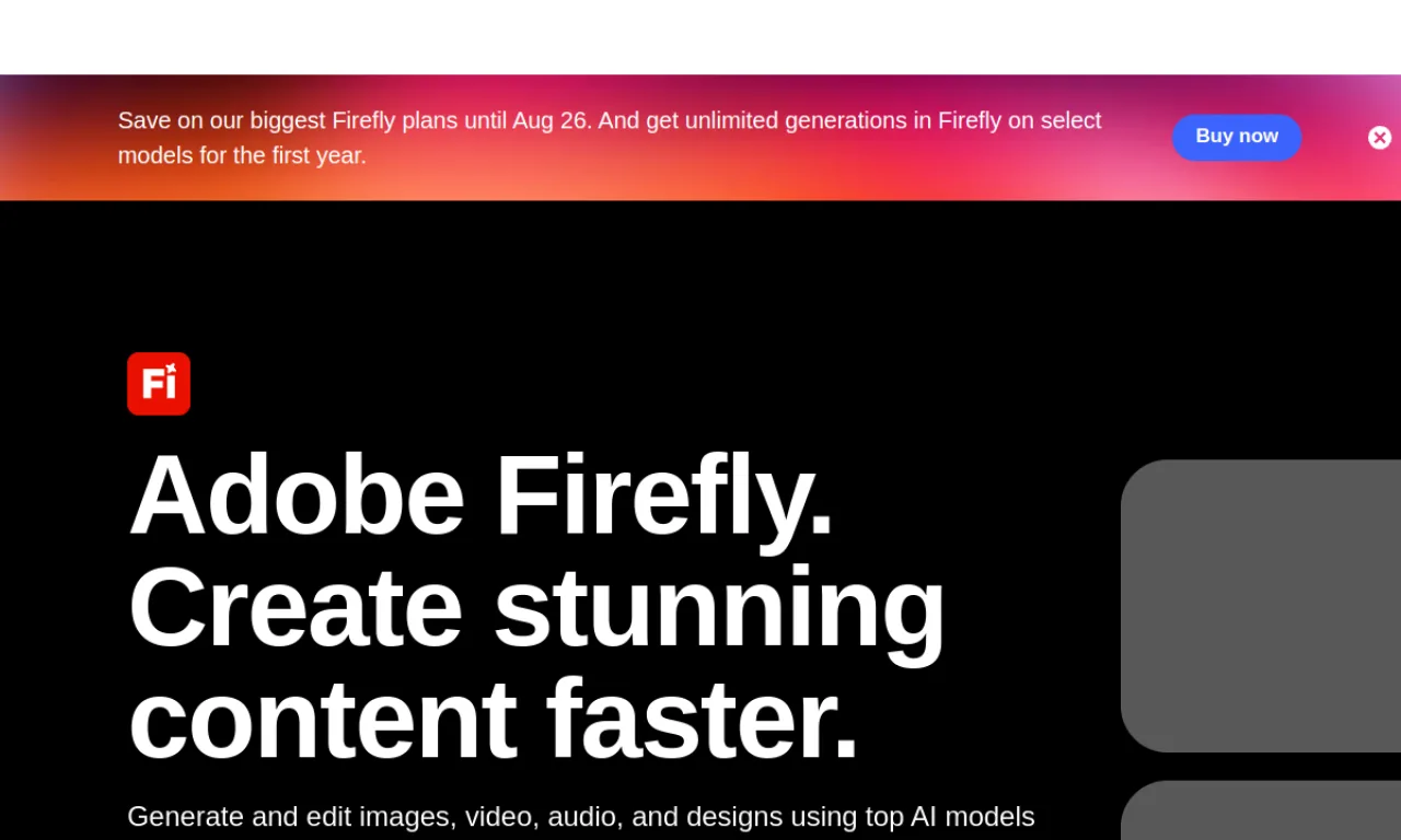 Screenshot of Adobe Firefly website