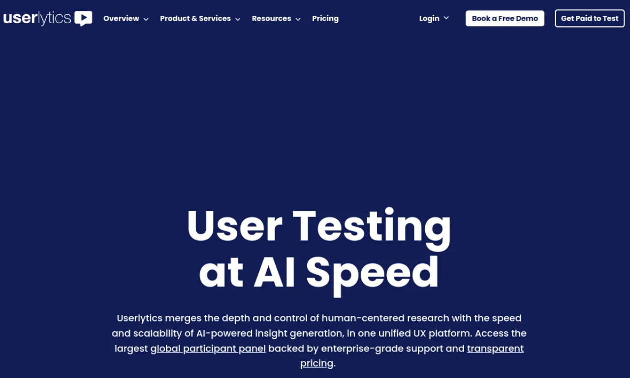 Screenshot of Userlytics website