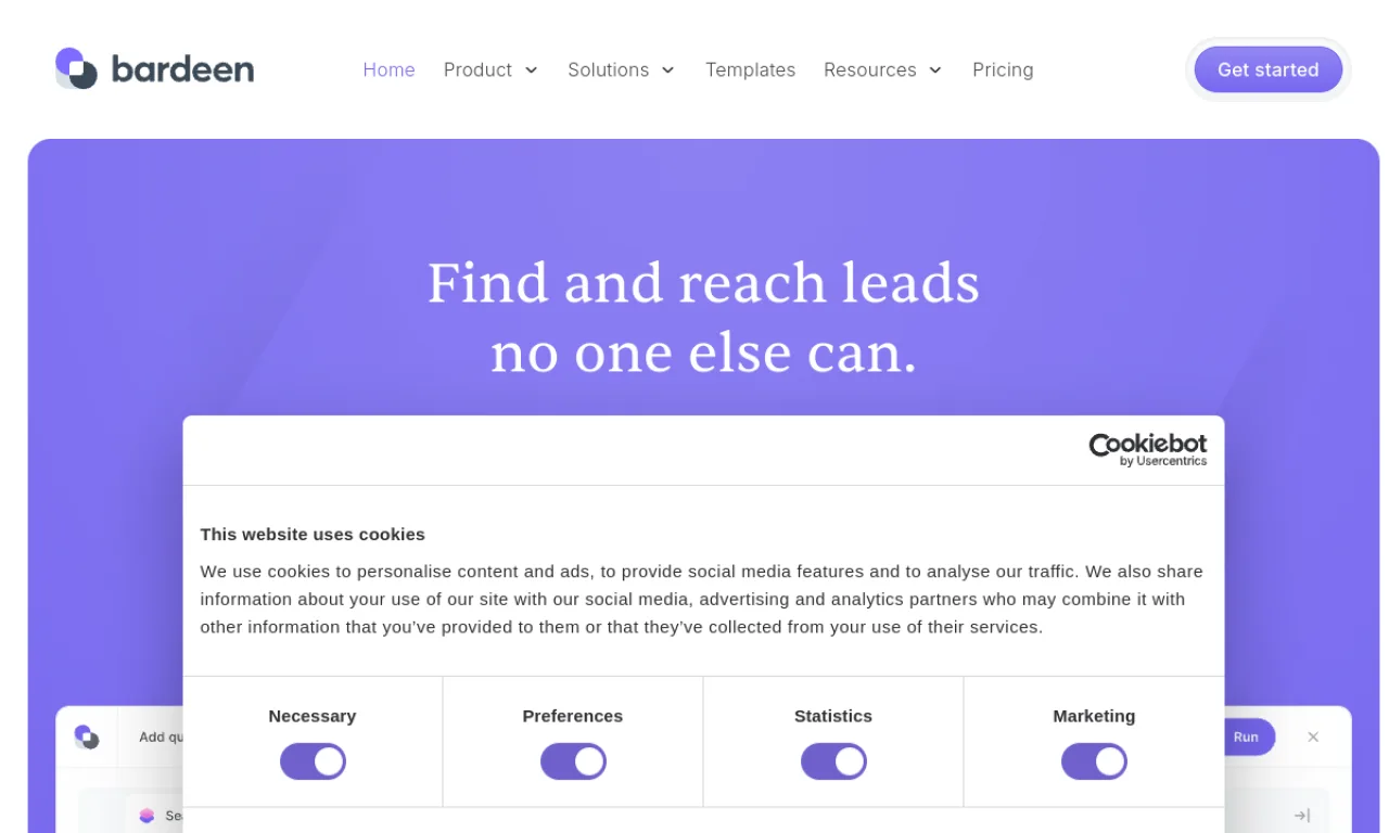 Screenshot of Bardeen website