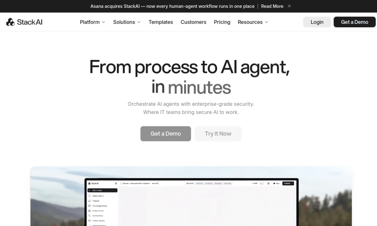 Screenshot of Stack AI website