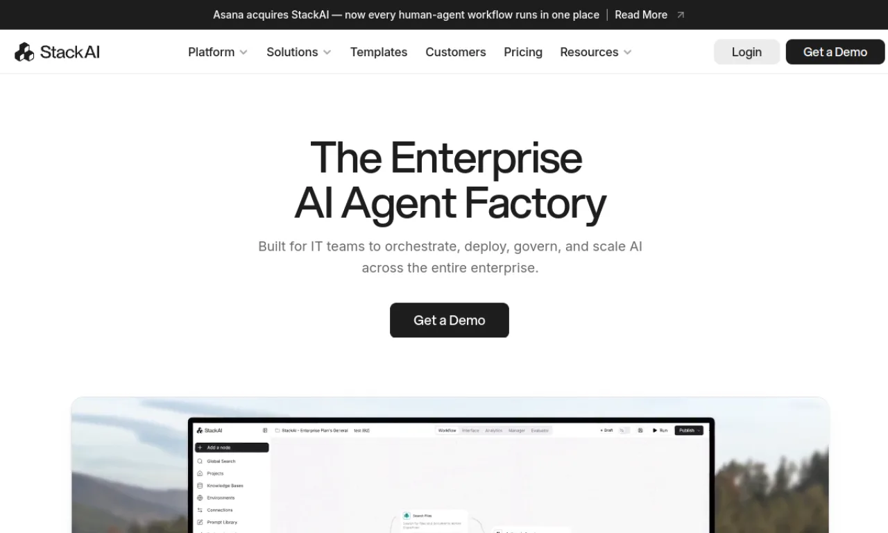 Screenshot of Stack AI website