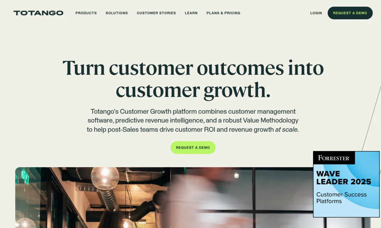 Screenshot of Totango website