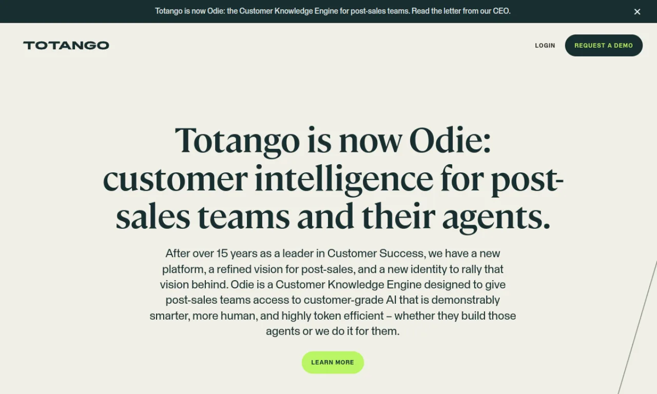 Screenshot of Totango website