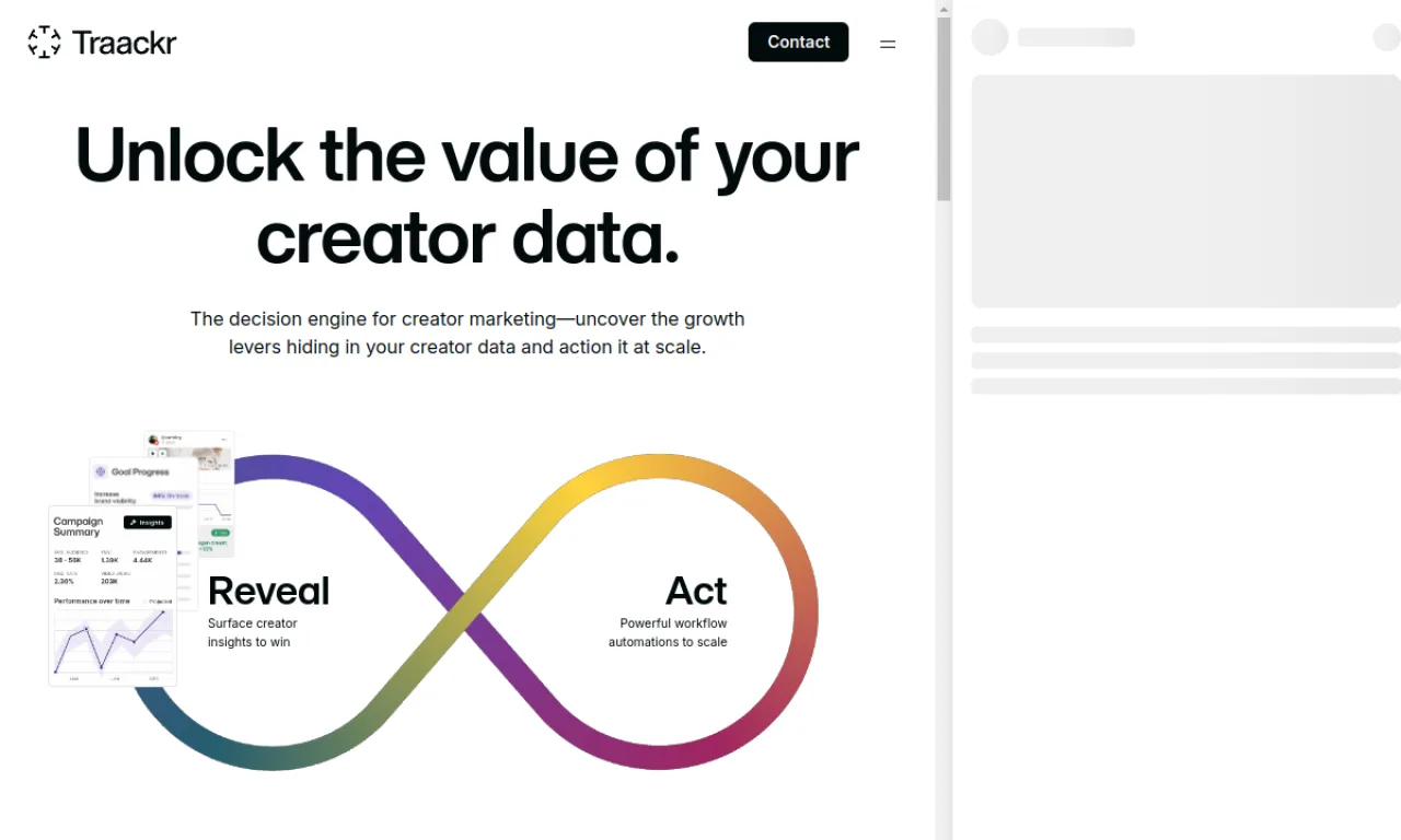Screenshot of Traackr website