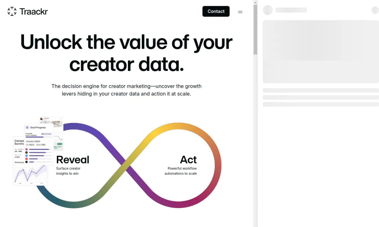Screenshot of Traackr website