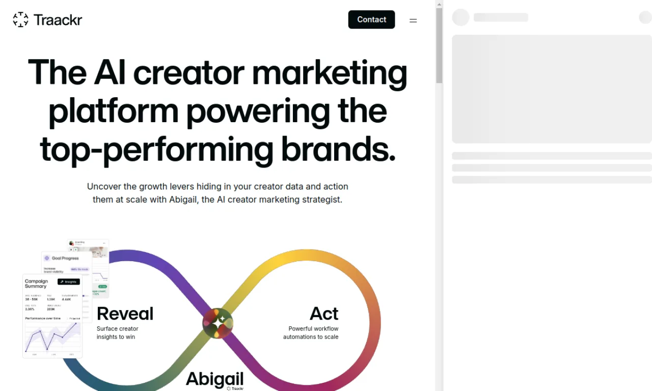 Screenshot of Traackr website