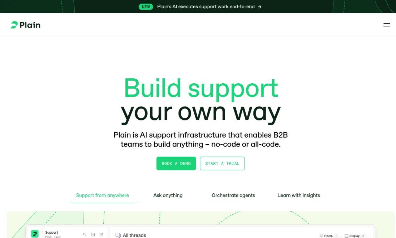 Screenshot of Plain website