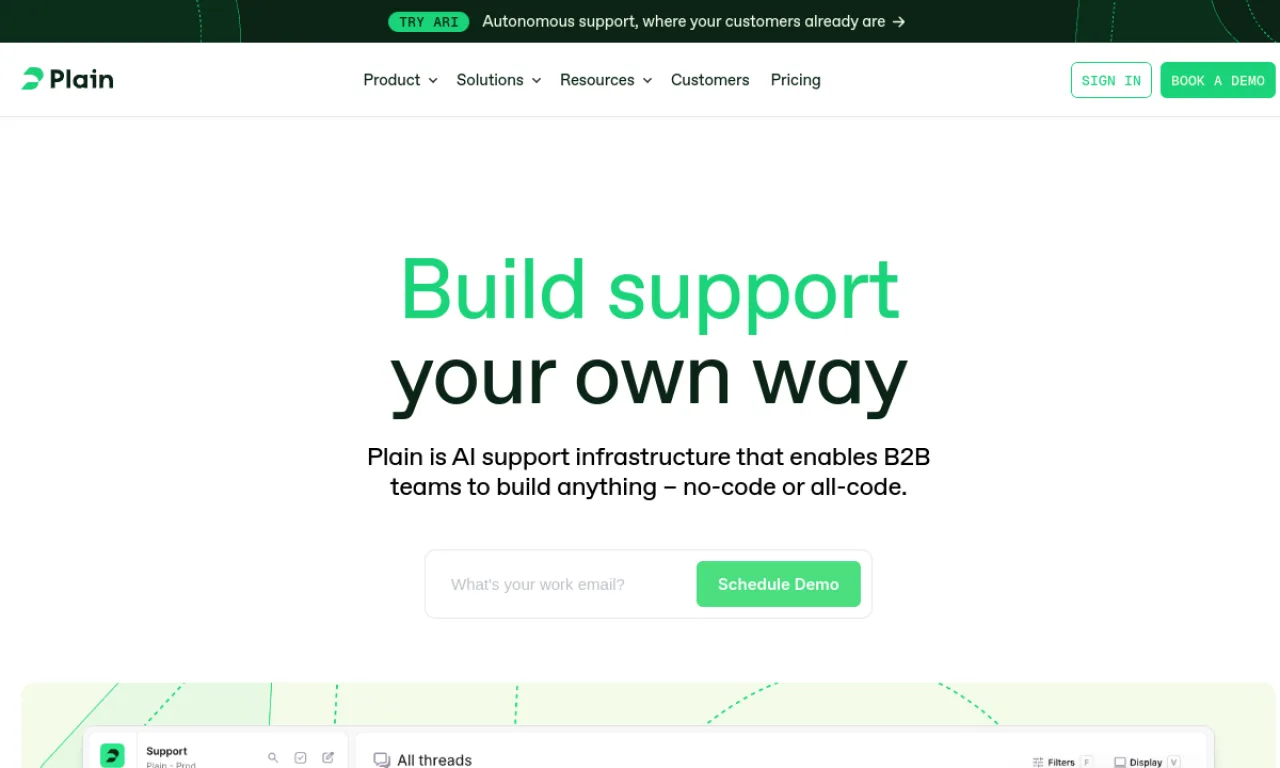 Screenshot of Plain website