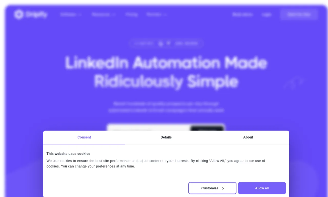 Screenshot of Dripify website