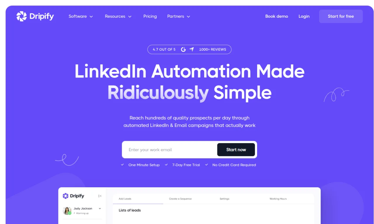 Screenshot of Dripify website