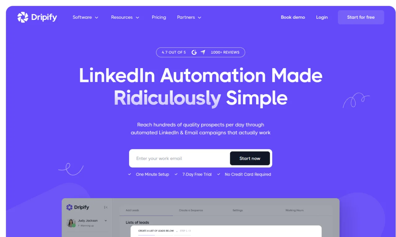 Screenshot of Dripify website