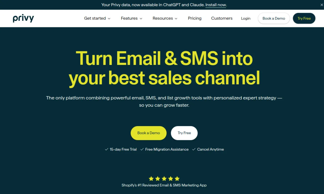 Screenshot of Privy website