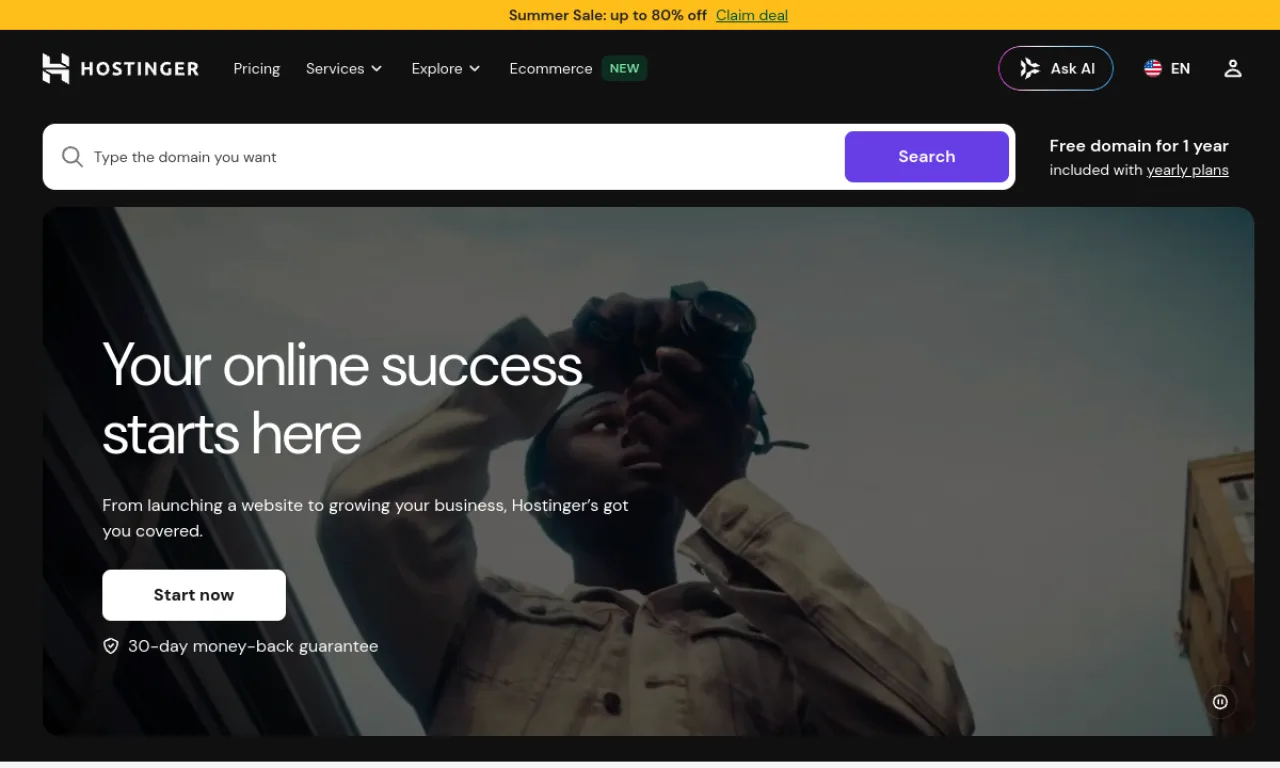 Screenshot of Hostinger Website Builder website