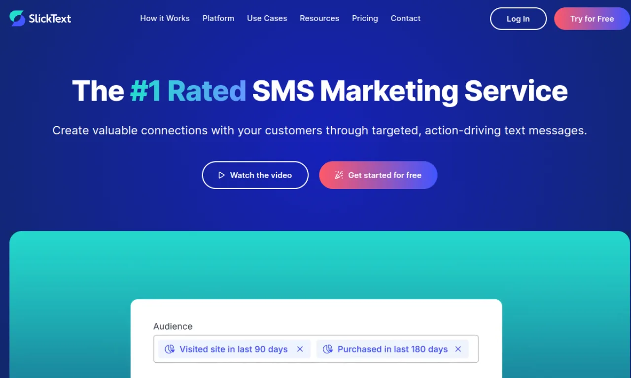 Screenshot of SlickText website