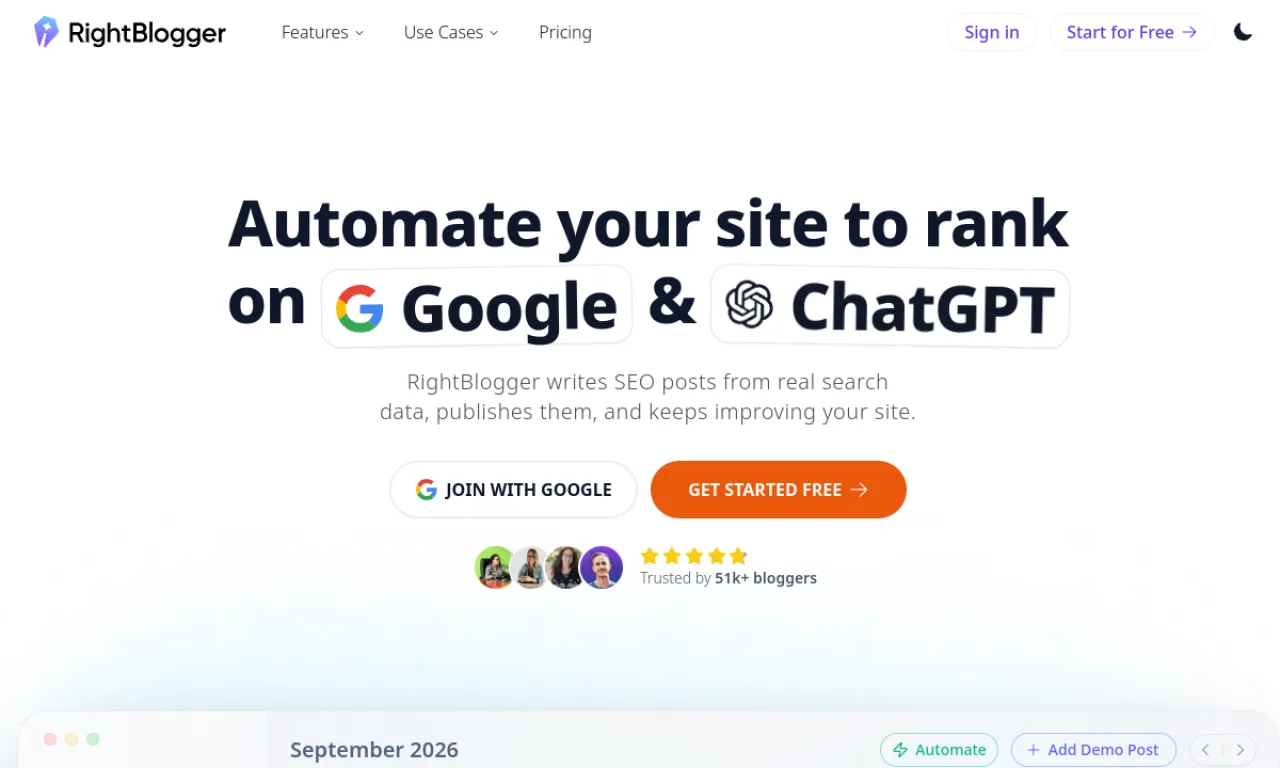 Screenshot of Rytar / RightBlogger website