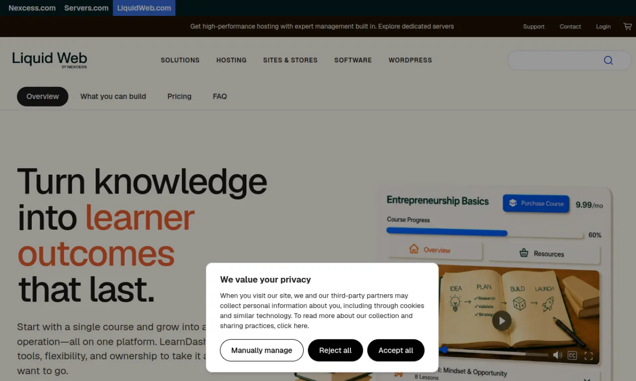 Screenshot of LearnDash website