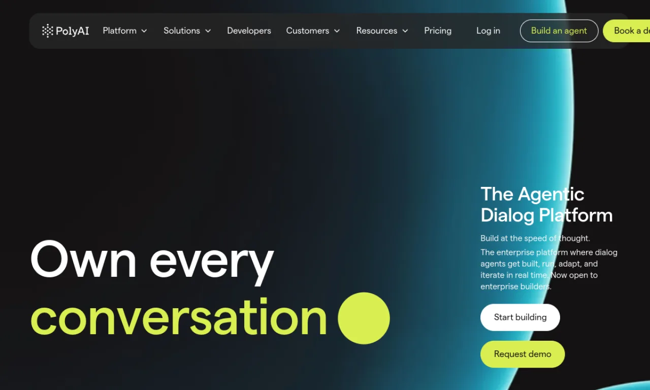 Screenshot of PolyAI website