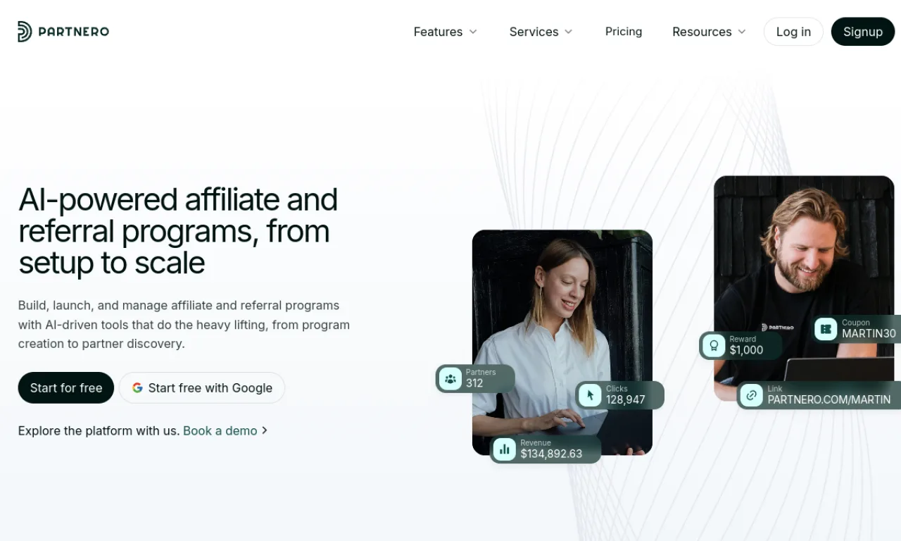Screenshot of Partnero website