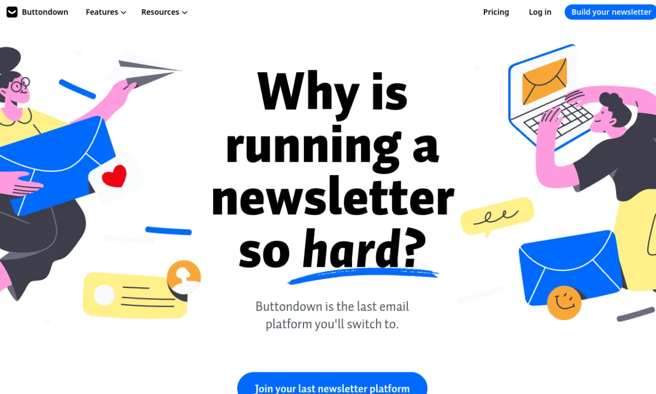 Screenshot of Buttondown website