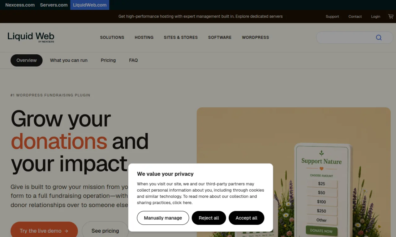 Screenshot of GiveWP website