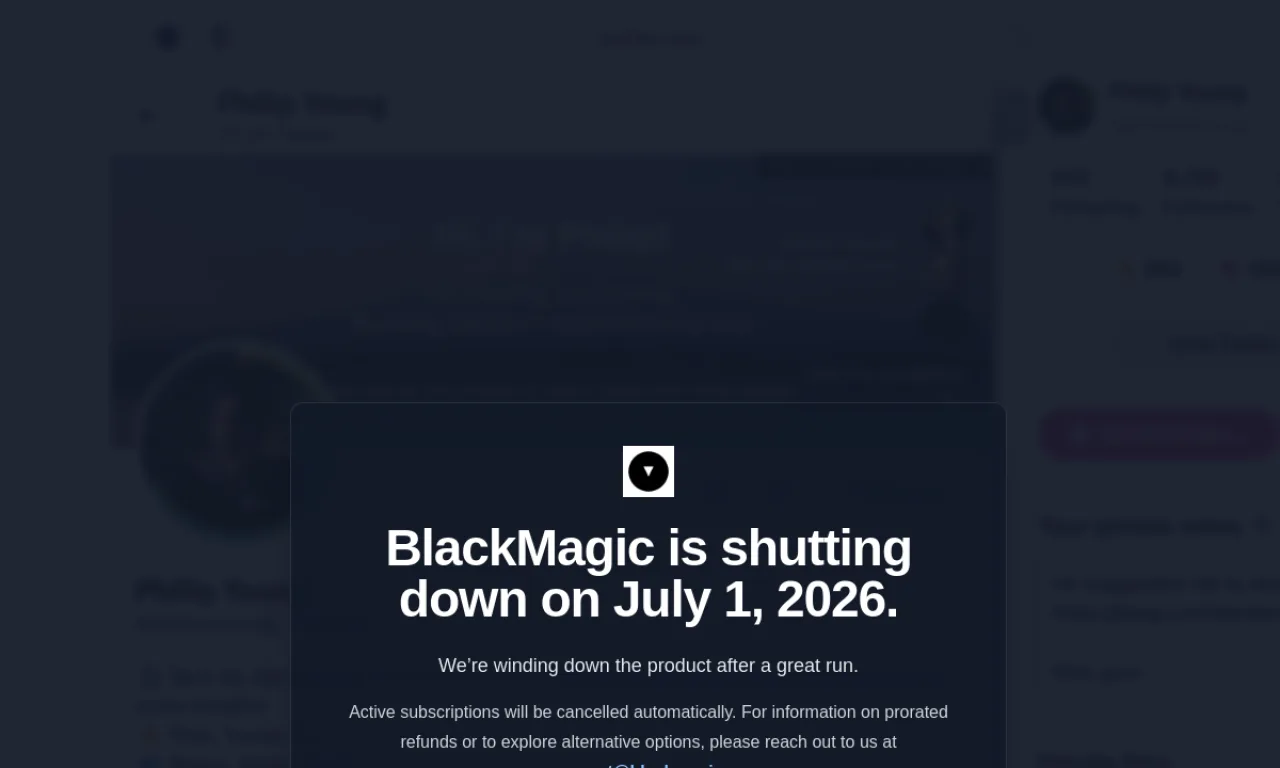 Screenshot of Hypefury Mentions / Black Magic website