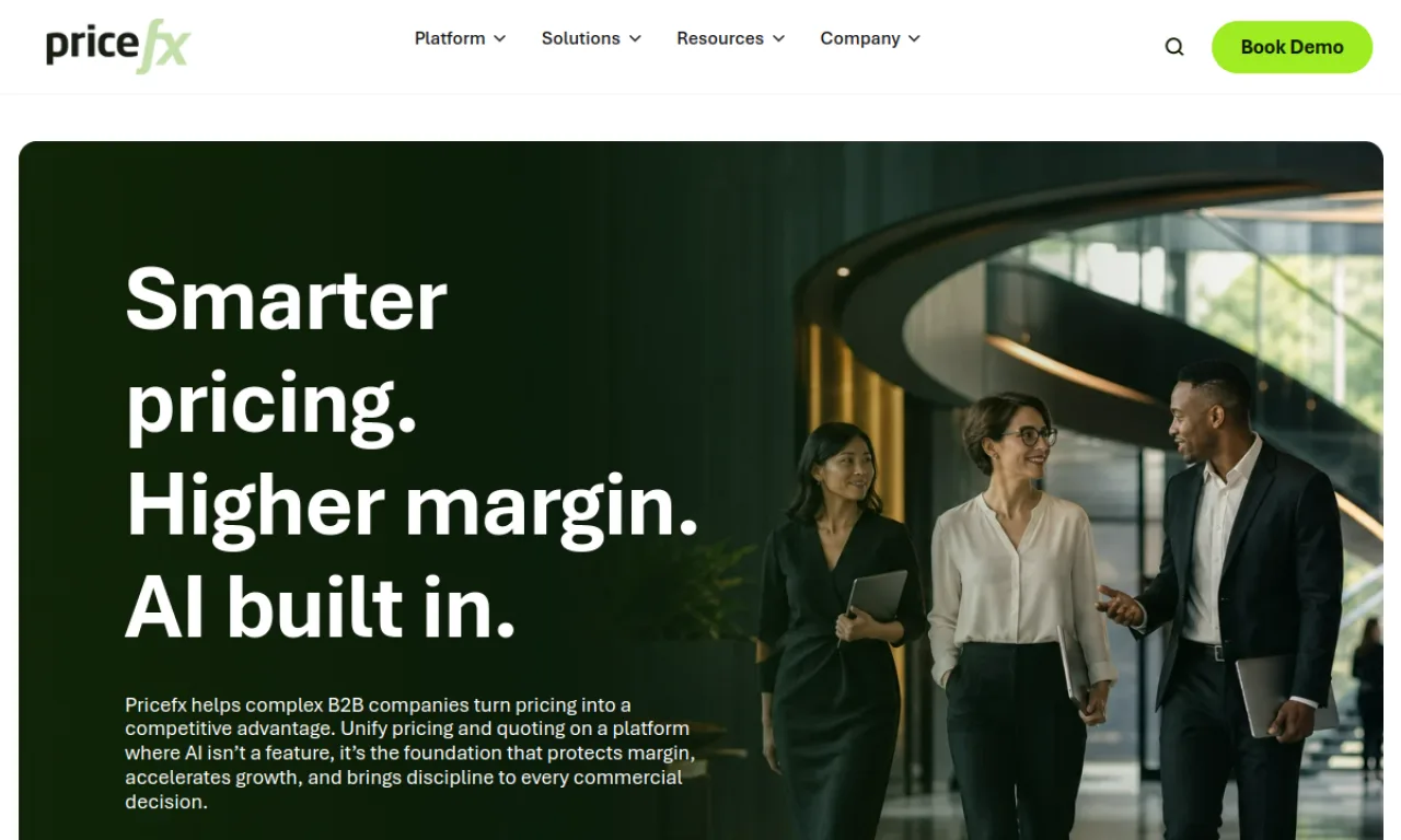 Screenshot of Pricefx website
