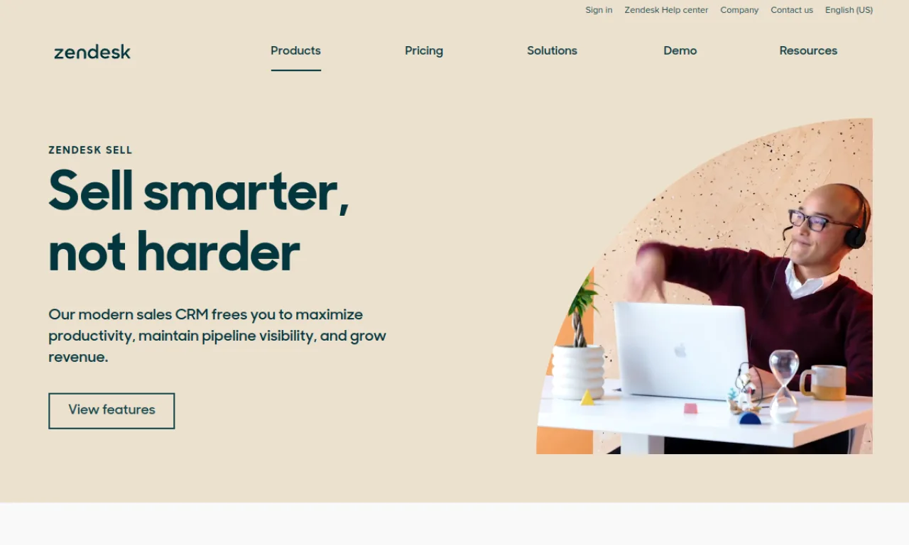 Screenshot of Zendesk Sell website