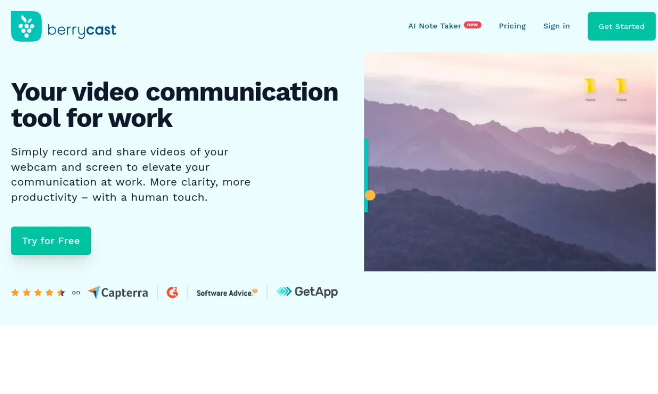 Screenshot of Berrycast website